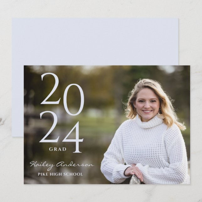 Faire-part Diplômé minimaliste en photo (Devant / Derrière)