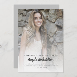 Faire-part Diplôme moderne Charcoal Script Typographie Photo