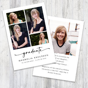 Faire-part Diplômé Moderne Cinq diplômes en photo