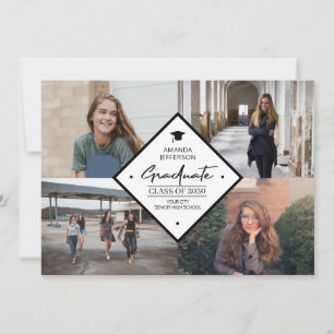 Faire-part Diplôme moderne élégant script 4 photo collage a