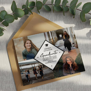 Faire-part Diplôme moderne élégant script 4 photo collage a