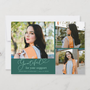 Faire-part Diplôme Multi Photo Vert Grateful