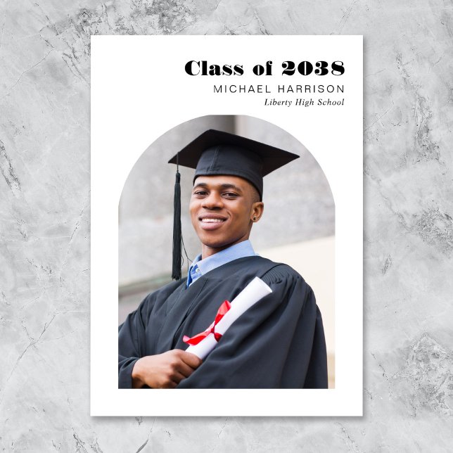Faire-part Diplôme photo Arch moderne (Modern Arch Photo Graduation Announcement)