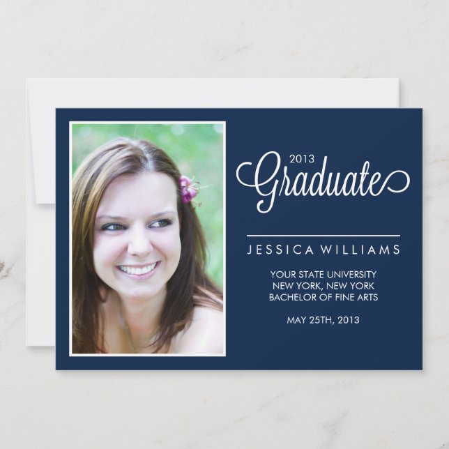 Faire-part Diplôme photo moderne Chevrons {Blue} (Devant)