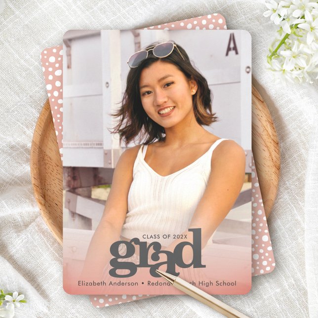 Faire-part Diplôme photo rose vif typographie audacieuse (Créateur téléchargé)