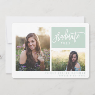 FAIRE-PART DIPLÔME PHOTOGRAPHIQUE DOUBLE AVEC PHOTOS DE TRAVA