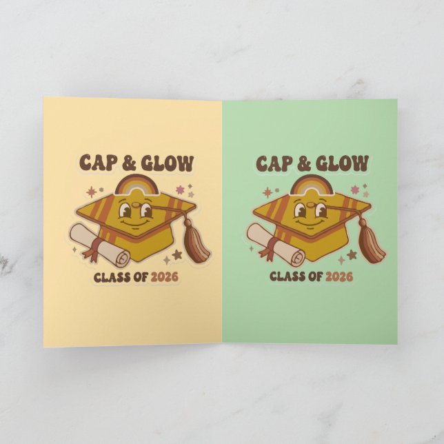 Faire-part Diplôme Rétro Cap & Glow Promotion 2026 (Intérieur)