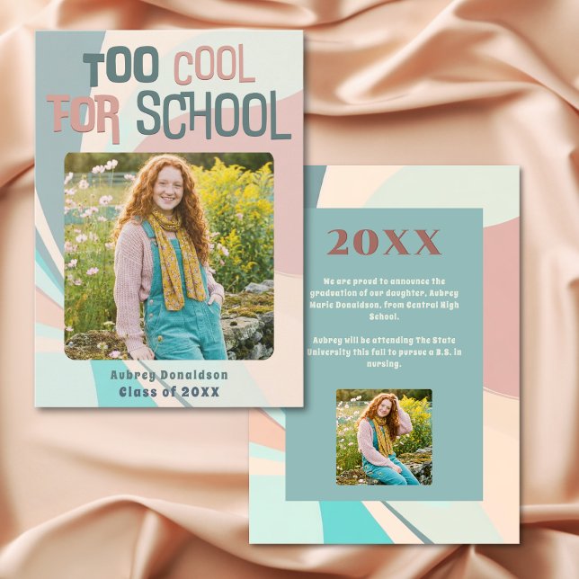 Faire-part Diplôme Rétro Moderne Groovy Peach Teal Aqua (Modern Groovy Peach Teal Aqua Retro Graduation Announcement)