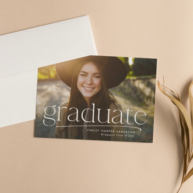 Faire-part Diplômé simple personnalisé avec une photo pour la (Créateur téléchargé)