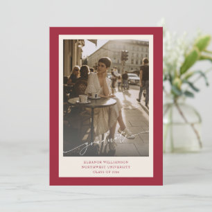 Faire-part Diplôme universitaire Moderne Simple Photo Rouge C