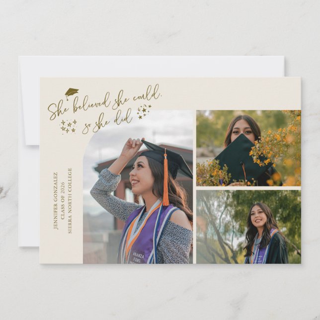 Faire-part Diplômée Crème Elle Croit Multi Photo (Devant)