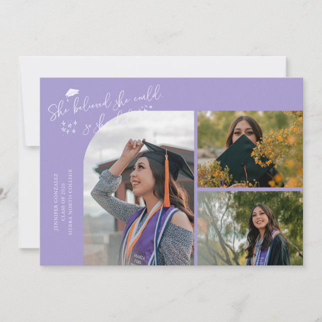 Faire-part Diplômée Lilas Elle a Cru en Multi Photo (Devant)