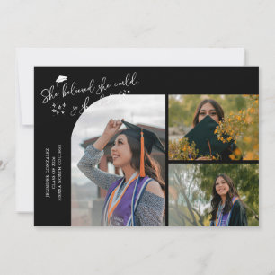 Faire-part Diplômée noire Elle croyait Multi Photo