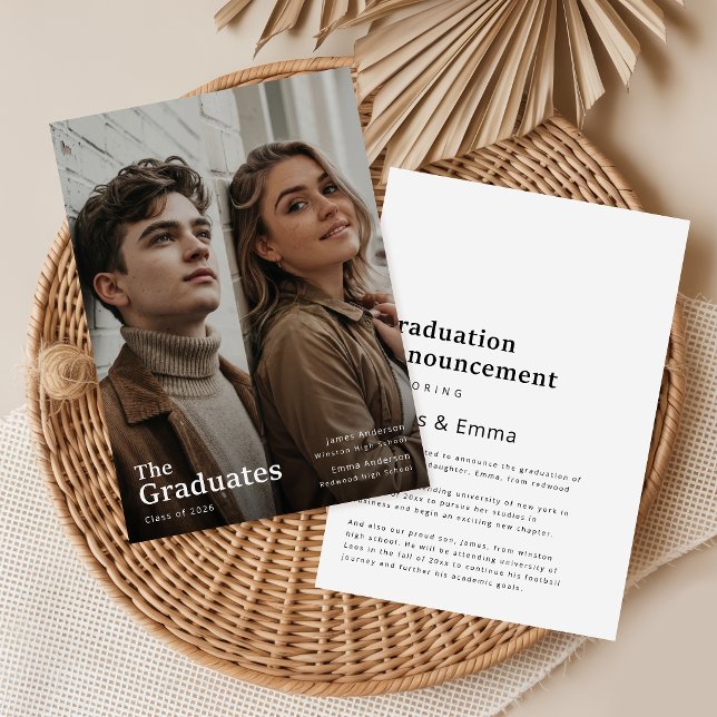 Faire-part Diplômés Modernes Deux Double Remise des Diplômes (Créateur téléchargé)