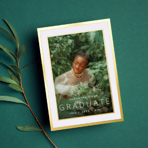 Faire-part d'obtention de diplôme en Gold encadré 