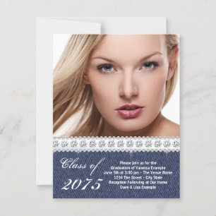 Faire-part d'obtention du diplôme Blue Denim et Di