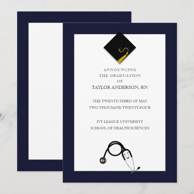 Faire-part d'obtention du diplôme de l'école de so (Devant / Derrière)