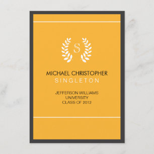 Faire-part d'obtention du diplôme de noir et d'or