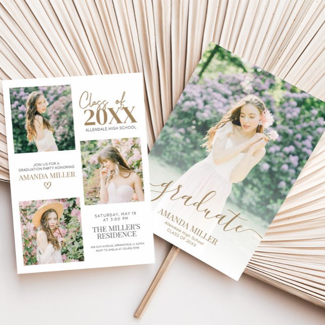 Faire-part d'obtention du diplôme photo (Graduation Photo Announcement Graduation Party Invitation with Front and Back)