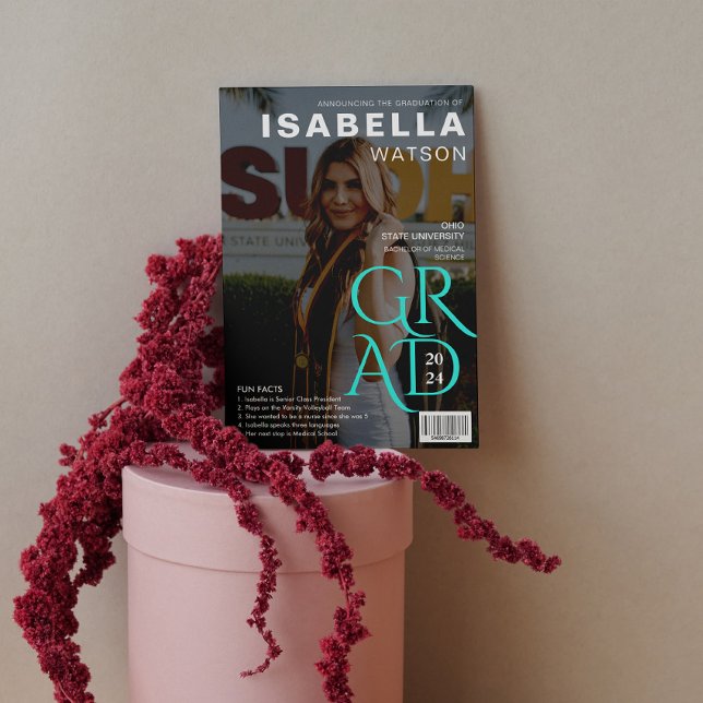 Faire-part d'obtention d'un diplôme de la couvertu (Magazine Cover Photo Graduation Announcement)