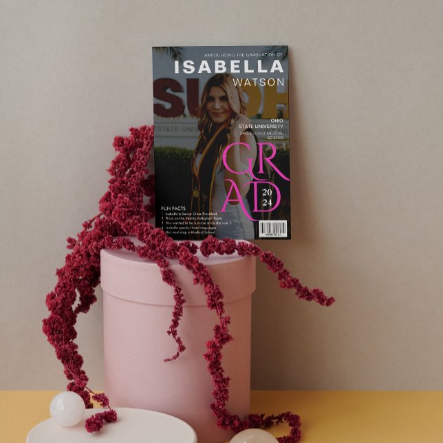 Faire-part d'obtention d'un diplôme de la couvertu (Magazine Cover Photo Graduation Announcement)