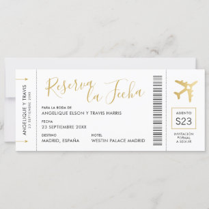 Faire-part Documento de Embarque del Avión Reserva la Fecha