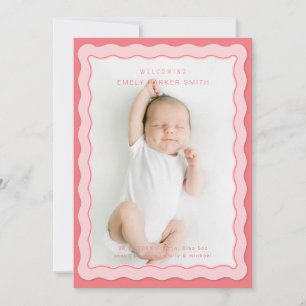 Faire-part Double bordure rose ondulé Conception