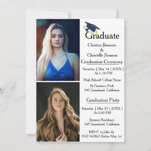 Faire-part Double cérémonie de remise des diplômes 2 photo Gr