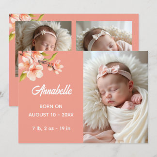 Faire-part Douce Bébé Multi Photo Pêche