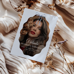 Faire-part Douce Photo de Ruban Bleu à Rayures pour la Remise