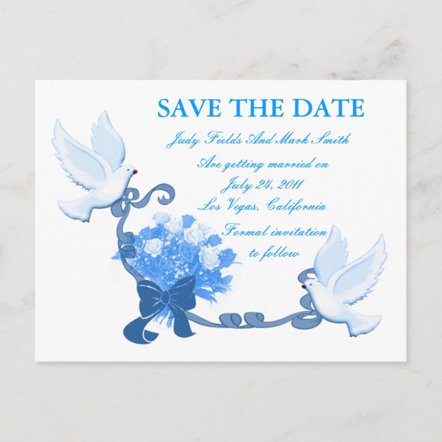 Faire-part Dove Custom Enregistrer La Date Carte Postale (Devant)