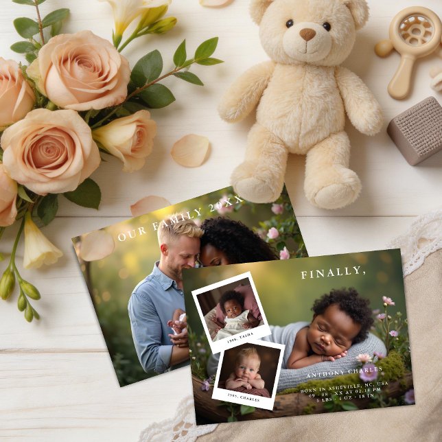 Faire-part Dreamy Photo Collage Love Story Newborn  (Dreamy Photo Collage Love Story Newborn Announcement Card Design. )