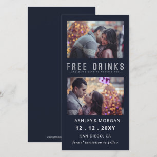 Faire-part Drôle boissons gratuites Photo Wedding save The Da