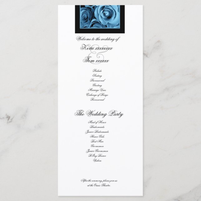 FAIRE-PART du programme de mariage ROSE BLUE (Devant)