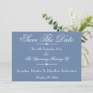 Faire-part Dusty Blue Elegant Script Noms Chic Enregistrer La