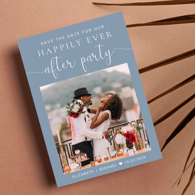 Faire-part Dusty Blue Photo Mariage Réception Enregistrer la  (Créateur téléchargé)