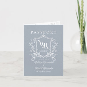 Faire-part Dusty Blue Voyage Destination Mariage de passeport