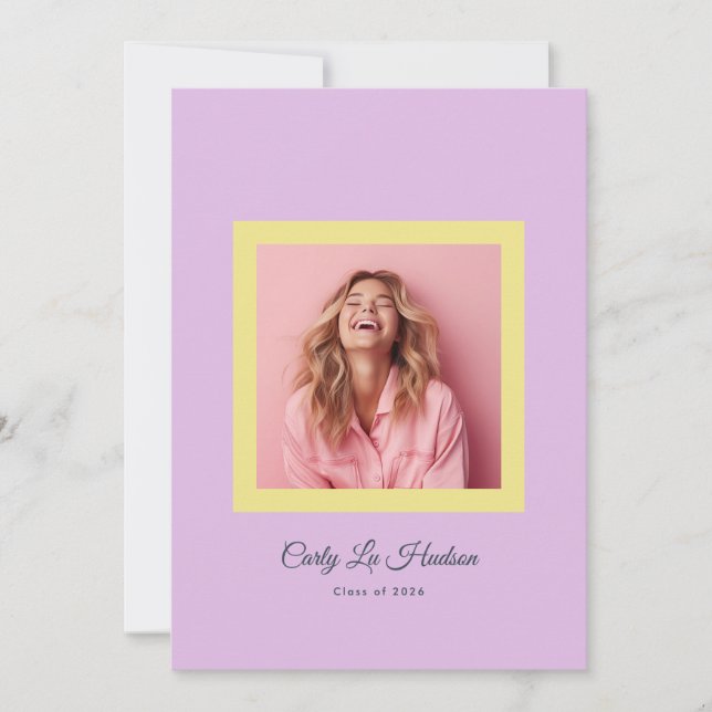 Faire-part Dusty Rose Minimal High School Photo Grad Frame (Devant)