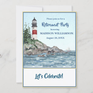 Faire-part Eau du phare côtier de la fête de retraite