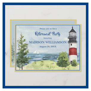 Faire-part Eau du phare côtier de la fête de retraite