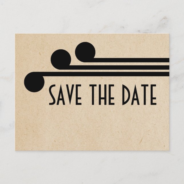 Faire-part Ebony Deco Chic Enregistrer la date Carte postale (Devant)