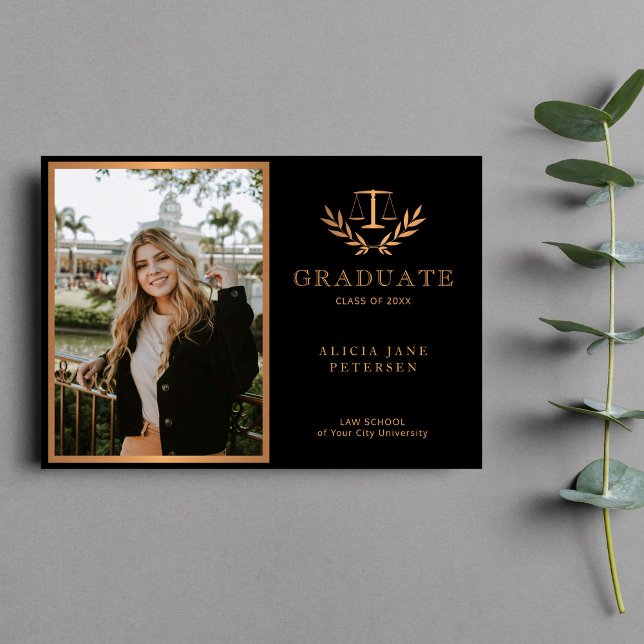 Faire-part Échelle d'avocat de justice or noir 2024 diplôme (Créateur téléchargé)