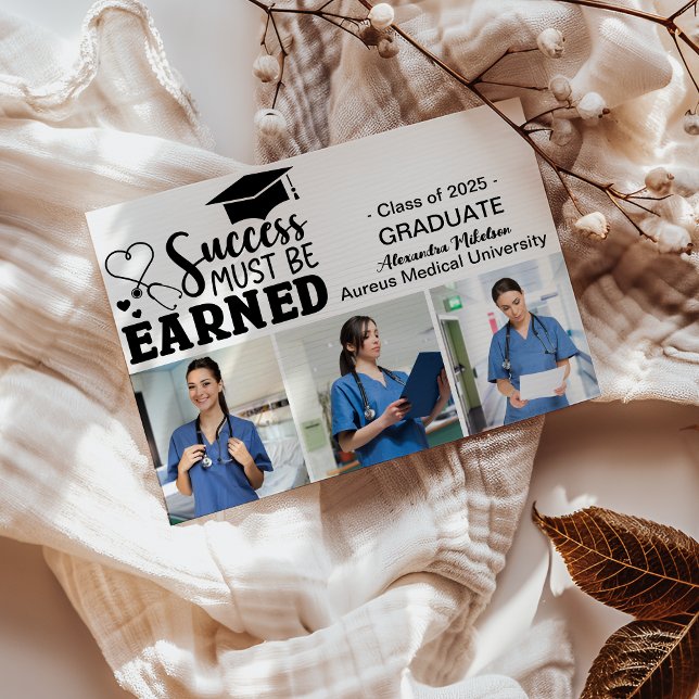 Faire-part École de soins infirmiers tendance Graduate 3 Phot (Créateur téléchargé)