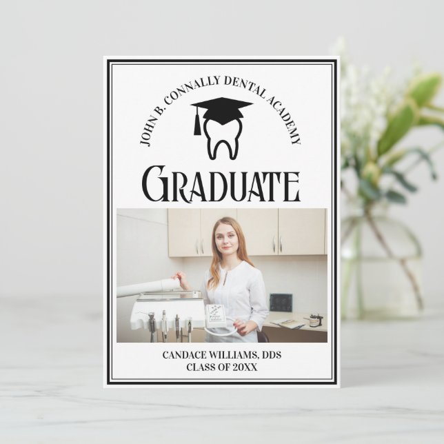 Faire-part Ecole dentaire moderne Photo sur mesure Graduation (Debout devant)