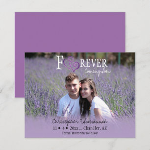Faire-part Économisez Jamais La Date Purple Coeurs Liés