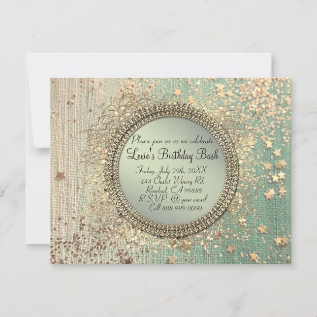 Faire-part Écran de poussière d'étoile sur Turquoise vert (Devant)