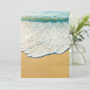 Faire-part Écrire le nom sur le générateur de sable de plage