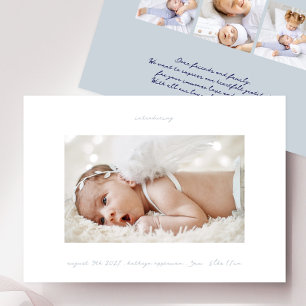 Faire-part écrit bleu encre introduction photo garçon bébé