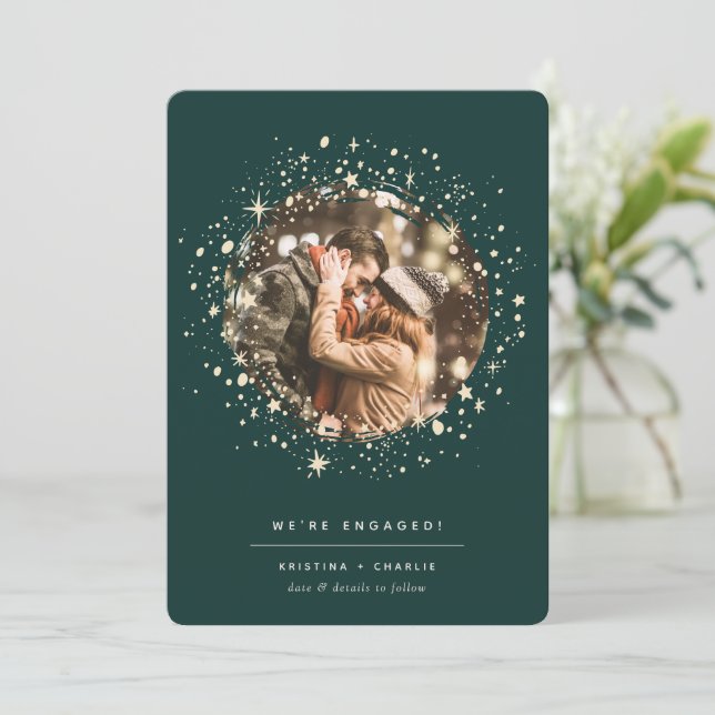 Faire-part Écrit dans les étoiles | Fiançailles photo (Debout devant)
