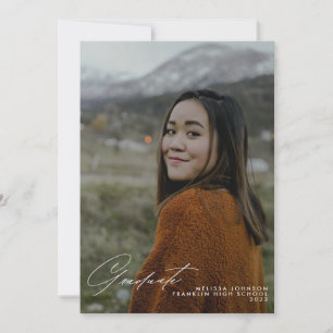 Faire-part Écriture manuscrite blanche simple Script Photo Gr